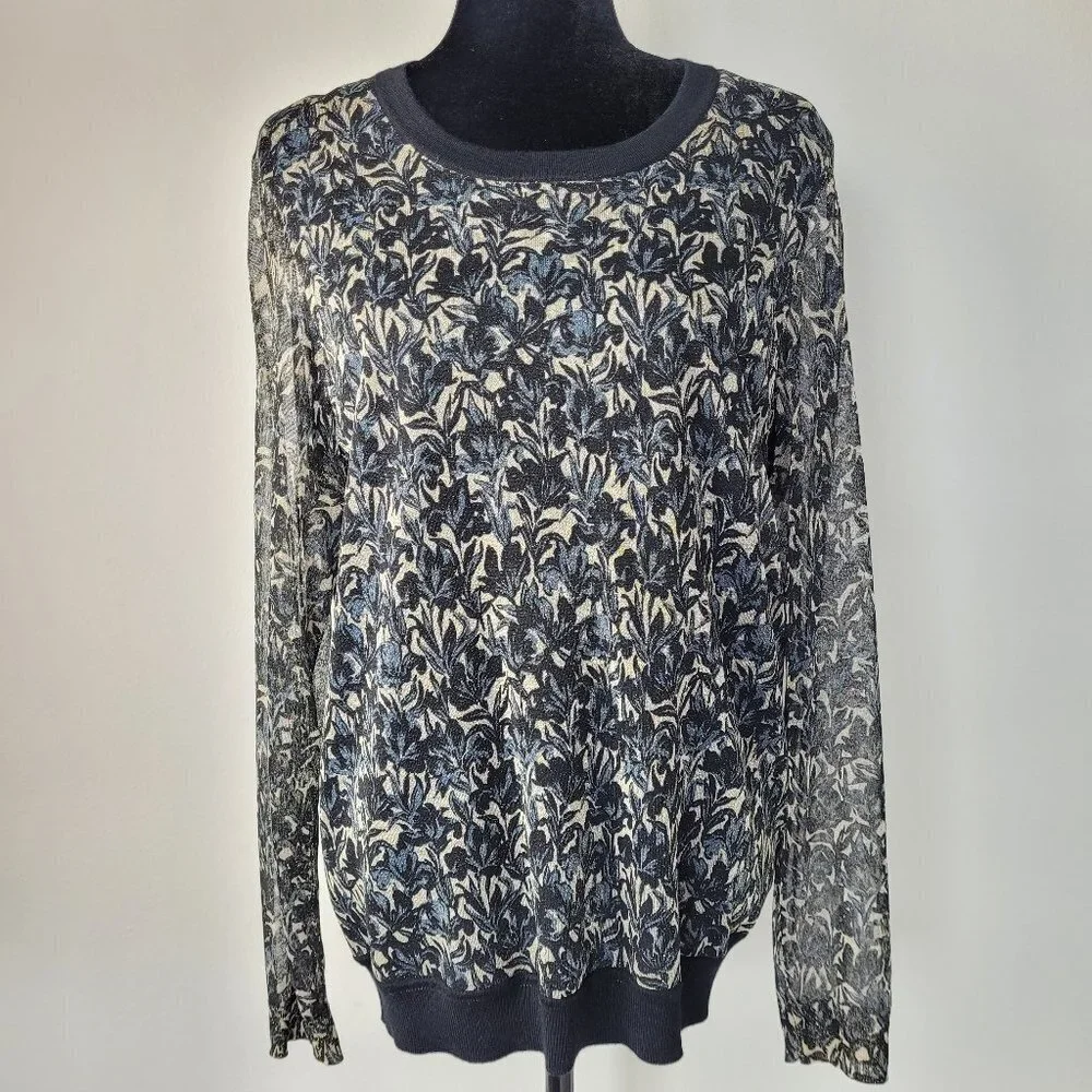 ✅ NWT Tory Burch black gold HONOUR METALLIC-PRINT JACQUARD & KNIT SWEATER XL